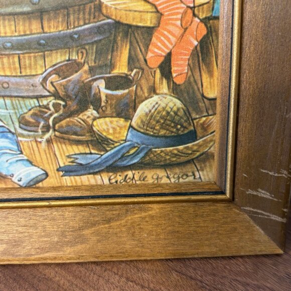 Vintage 1960's framed Wall Plaques Little Boy, Dog, Bathing-Liddle Gregor - Picture 3 of 8